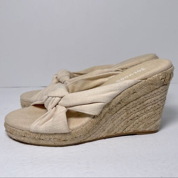 Soludos Ivory Knotted Wedge Espadrille Heels 6.5 - Picture 3 of 10